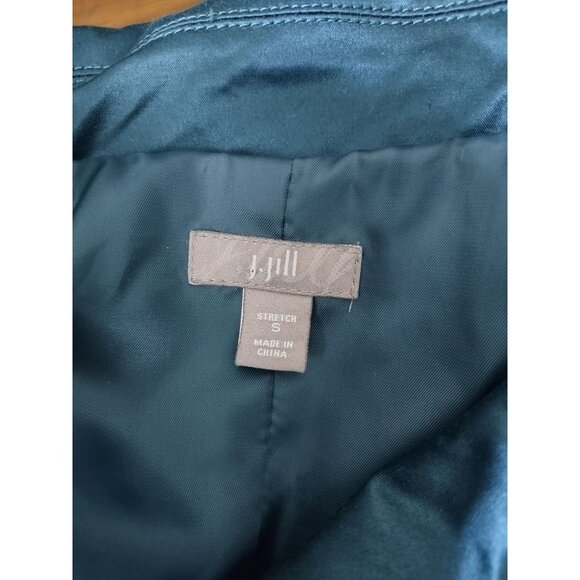 J.Jill Jacket Womens Size Small Teal Blazer formal Cropped Stretch Cotton Satin - Picture 6 of 11
